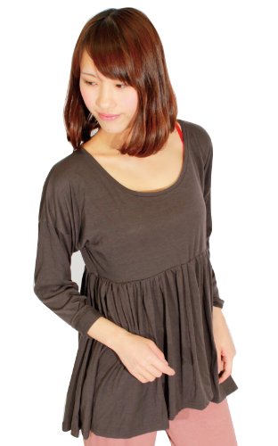 トップス ヨガウェア Uネック 7分袖 フレア チュニック Ｔシャツ (パネットワン)pane(t)one