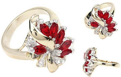 2.7 cw Red Crystal Gold Overlay Fashion Ring (8)