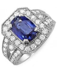 2.88 Ct Ceylon Blue Sapphire and Diamond Ring 14k Gold