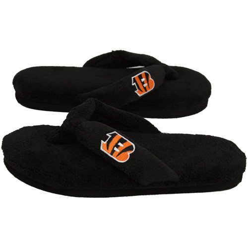 Cincinnati Bengals Ladies Black Plush Thong Slippers (9/10)