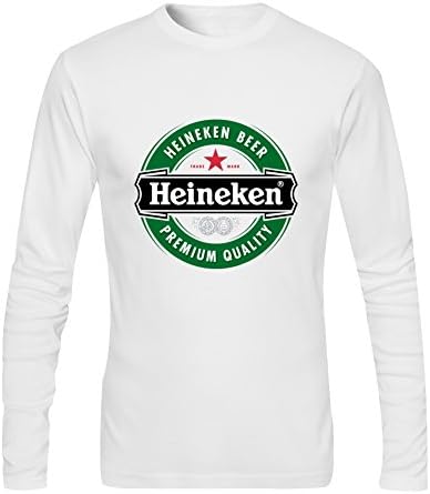Xiaoxi Chen Men's DIY Heineken Logo Cotton Long Sleeve T shirt L White