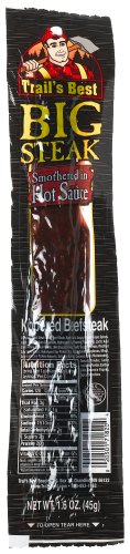 Trail's Best Big Steak In Hot Sauce Kippered Beef, 1.6-Ounce Packages (Pack of 24) by Trail's Best