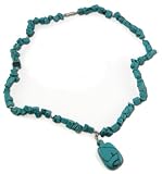 Turqoise Look Squared Chunky Pendant Necklace Set