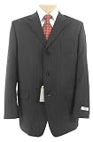 Jones NY Mens 3 Button Black Pinstripe Wool Suit - Size 42S