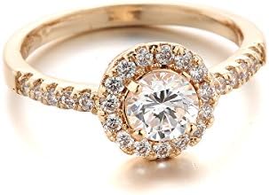 Kangyan Fashon Women's Bass Zircon Rings Plated with Gold Pronged with White Stone R-0128 Size 7