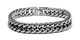 Men's Grey Titanium Curb Link Bracelet, 8.5