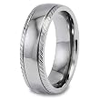 Engraved Grooved Domed Polished Titanium Ring (7mm) - Sizes 6 - 13