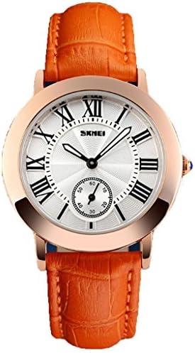 Womens Analog Wris t watches with Orange Leather Band