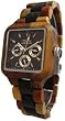 Tense Natural Wood Square Dial Watch Multi-Eye Inlaid Multicolored B7305ID
