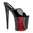 8 Inch High Platform Black Gothic Shoes Corset Sandal Slide Red