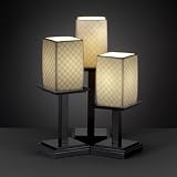 Justice Design POR-8697-15-BANL-MBLK, Limoges Montana 3 Way Torchiere Table Lamp, 3LT, 300w, Black