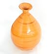 Handmade Ceramic Spun-Bamboo-Style Bulb Design Flower Vase In High Gloss Sunset Orange