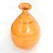 Handmade Ceramic Spun-Bamboo-Style Bulb Design Flower Vase In High Gloss Sunset Orange