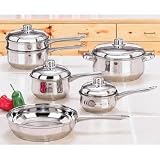 41iIf8q0ZnL. SL160  New Yorkville 10pc Stainless Steel Cookware Set Dutch Oven Cover Fits Frypan Rivets Secure Handles