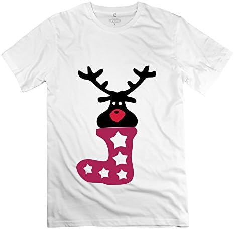 KAWA Men's Reindeer Holidays Stocking Art T-shirt - XXL White