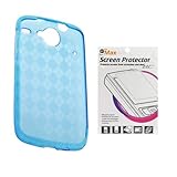 GTMax Durable Gel Skin Protector Case - Blue Checker + Clear LCD Screen Pro ....