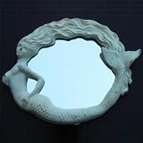 Antique White Mermaid Wall Mirror Cast Iron Antiqued Finish by 