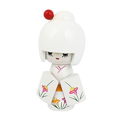 uxcellÂ® Wooden Traditional Japanese Kimono Kokeshi Doll Desk Decoration White
