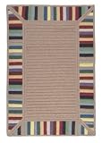Colonial Mills Multi Border Stripe Braided 10 Square sand Area Rug Colonial Mills Multi Border Stripe Braided 10 Square sand Area Rug