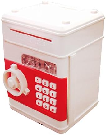 Miaoben Creative Password Box Deposit Box Money Saving Box Cash Coin Can Safe ATM Bank Novelty Cartoon Tin Birthday Gift White