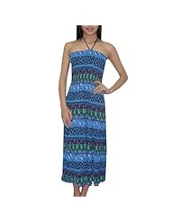 Gathered Crinkled Stretchy Shirred Elasticized   Waistline Knee Length Halter Cotton/Polyamide Summer  Dress