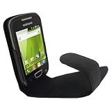 iGadgitz Black Genuine Leather Case Cover Holder for Samsung Galaxy Mini S5570 Android Smartphone Mobile Phone + Screen Protector'