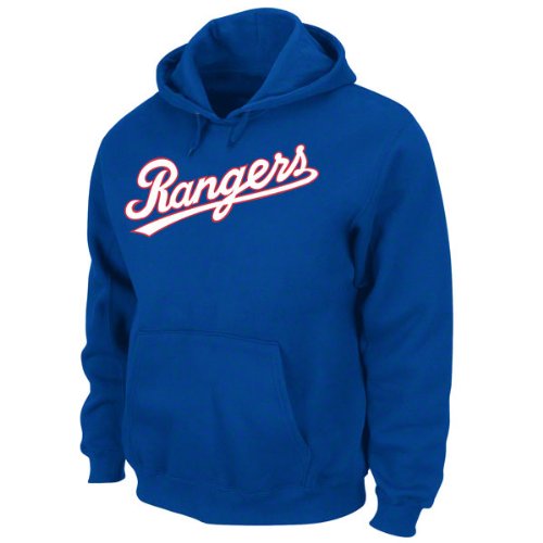 Texas Rangers Sweatshirt: Royal Blue NX Flock Hooded Fleece Pullover