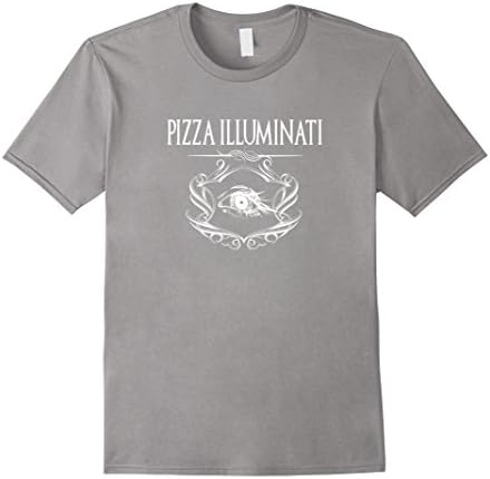 Men's Pizza Illuminati T-shirt I Love Pizza Pepperoni Humor Tee Medium Slate