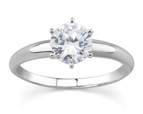 1/3 ct.tw Round Diamond Solitaire Ring in 18k White Gold
