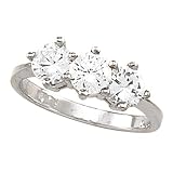 14K White Gold Diamond Three-Stone Wedding/Anniversary Band - 1.50 Ct.