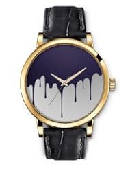 SPRAWL Aanalog Fashion Series Gold Ladies Watches of Genuine Black Leather Strap,Unique Wrist Watch for Women Girls Designed with Painting melting in
