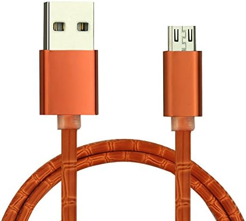 High Quality PU Leath Cable USB to 2.0 Male USB High Speed Cable Data Sync for Android - Premium Phone Charging Cable for Samsung, HTC, Sony, Motorola, LG, Blackberry, Nokia (Orange)