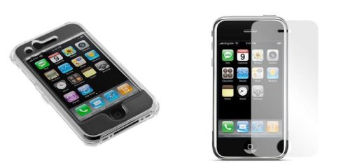 Transparent Clear Crystal Snap-on Cover Case + Clear Reusable LCD Screen Protector for Apple 2nd Generation Iphone 3G Smartphone (8gb/16gb)- by HiTechCloseout
