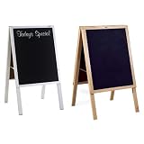 A-Frame Sidewalk Cafe Menu Board, Black Non-magnetic Chalkboard with Today's Special with Oak Frame