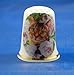 Porcelain China Thimble -- Ginger Cat in Pink Roses