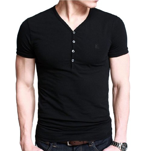 iLoveSIA Mens Henley T-shirts With Short Sleeve Slim Fit Button Placket