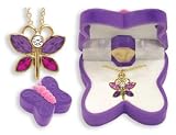 Butterfly Crystal Necklace Charm Pendant with Crystal Wings in Butterfly Shaped Velour Gift Box