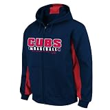 MLB Chicago Cubs Practice Zip Front Hood Thermabase Fleece, Pro Navy/Pro Scarlet, XX-Large