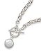 16 Toggle Link Necklace with Bezel Set Coin Pearl Drop