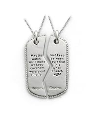 Military Mizpah Dog Tag For Two Necklace in Silver