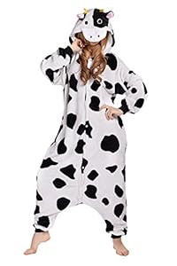 Newcosplay Polar Fleece Onesies Pajamas (XL, cow)