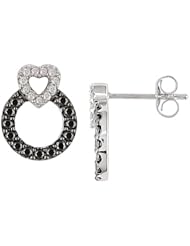 1/2 ct. Black and White Accent Diamond Earrings in 10k White Gold, GHI, I2-I3