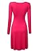 NINEXIS Women's Long Sleeve V-Neck Crossover Banded-Waist Skater Dress (S-3XL)