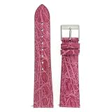 Ladies' Genuine Crocodile Watch Band Color Pink, Size 16mm, Watchband With Built-In Spring Bars by The Watchband Store