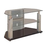 Powell Glossy Silver  Chrome TV Stand with Poly Black Base