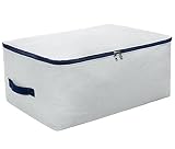 Flax & Cotton Fabric, Ultra Size Foldable Storage Bag for Beddings, Comforters, Quilt, Blanket, Pillows, Garments, Sweaters, Organizer Bag for Season Items, with Zipper and Handles. Washable (Xl)