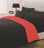 Double Bed Soft Touch Reversible Duvet Cover Set - Black & Red