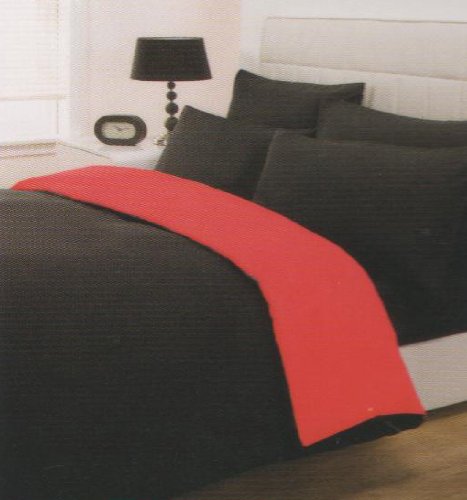 Double Bed Soft Touch Reversible Duvet Cover Set - Black & Red