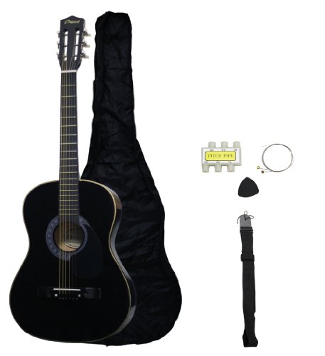 38-Inch Beginner Acoustic Guitar Starter Pack with Gig Bag, Strap, Pitch Pipe, and Pick - Black Dreadnought 38-Inch Beginner Acoustic Guitar Starter Pack with Gig Bag, Strap, Pitch Pipe, and Pick - Black Dreadnought