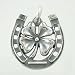 Horseshoe & Four Leaf Clover Good Luck Pendant in Sterling Silver, #9035